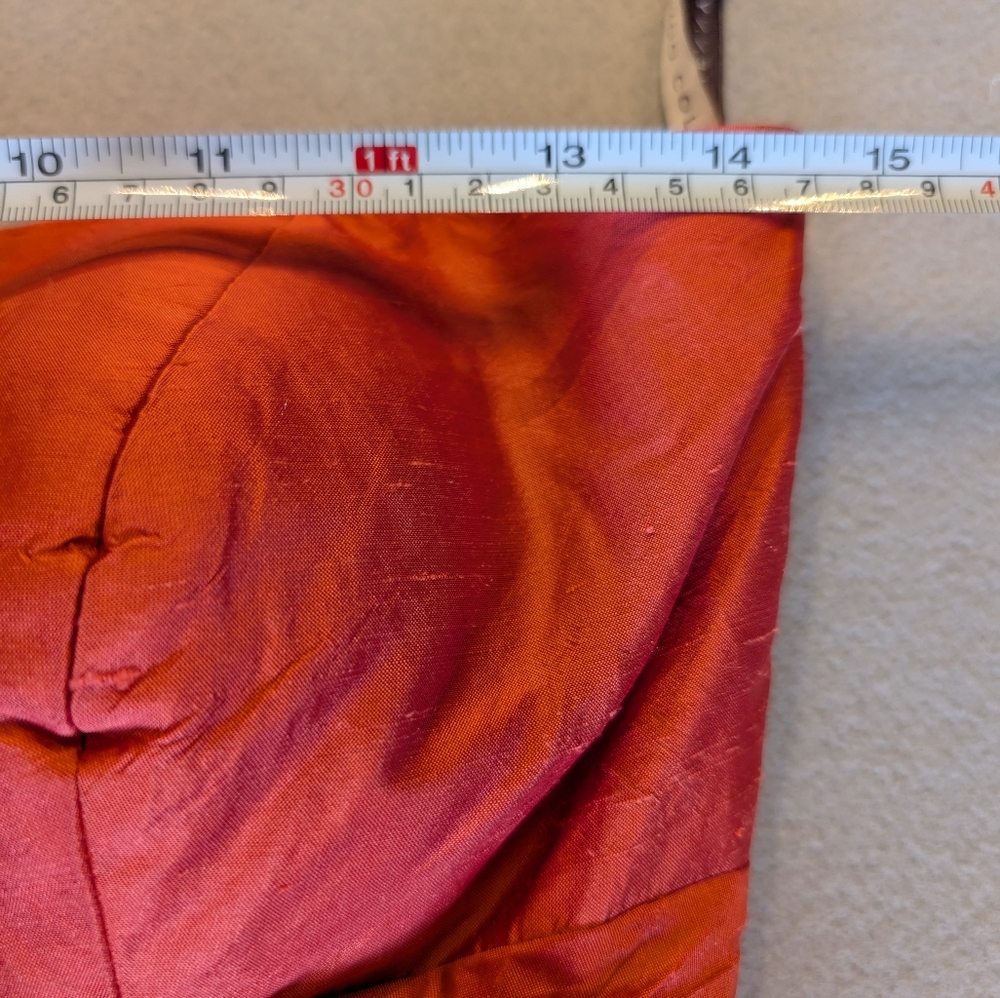 Jenny Yoo 100% Silk Coral Orange Strapless Ruched Waist Cocktail Dress Sz 8 - Picture 15 of 15